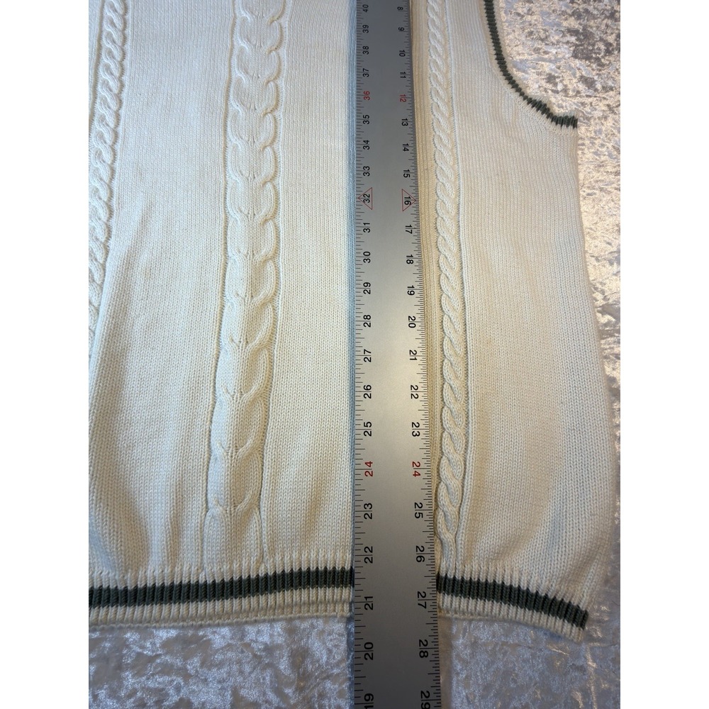 Vintage 90s Nike Tennis Mens XL Sweater Vest Cable Knit Swoosh Preppy - Picture 7 of 7